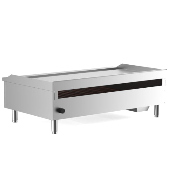 Cookline CGG-48T-HD 48-inch Commercial Countertop Gas Griddle with Thermostatic Controls - 120,000 BTU. Features precise temperature control, a spacious cooking surface, durable stainless steel construction, and powerful heating. Ideal for high-volume kitchens
