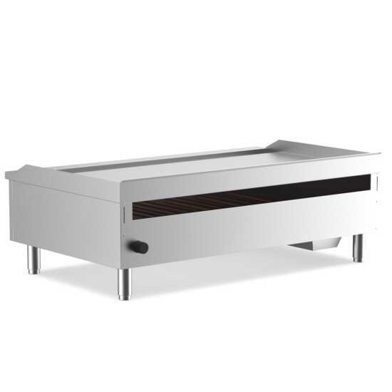 Cookline CGG-48M 48" Commercial Countertop Gas Griddle with Manual Controls and 120,000 BTU, designed for efficient high-volume cooking in commercial kitchens, perfect for grilling meats, pancakes, and more.