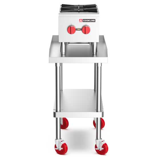 Cookline CHP-12-2 12" commercial gas hot plate with two burners, delivering 50,000 BTUs, ideal for efficient cooking in small kitchens, perfect for sautéing and simmering in food service environments.