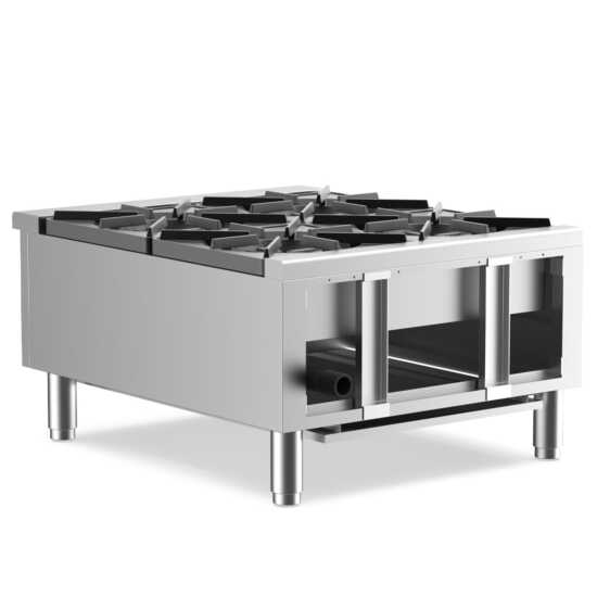 Cookline CHP-24-4 24" commercial gas hot plate featuring four burners with 100,000 BTUs, designed for efficient high-volume cooking, perfect for sautéing, frying, and simmering in busy kitchens.