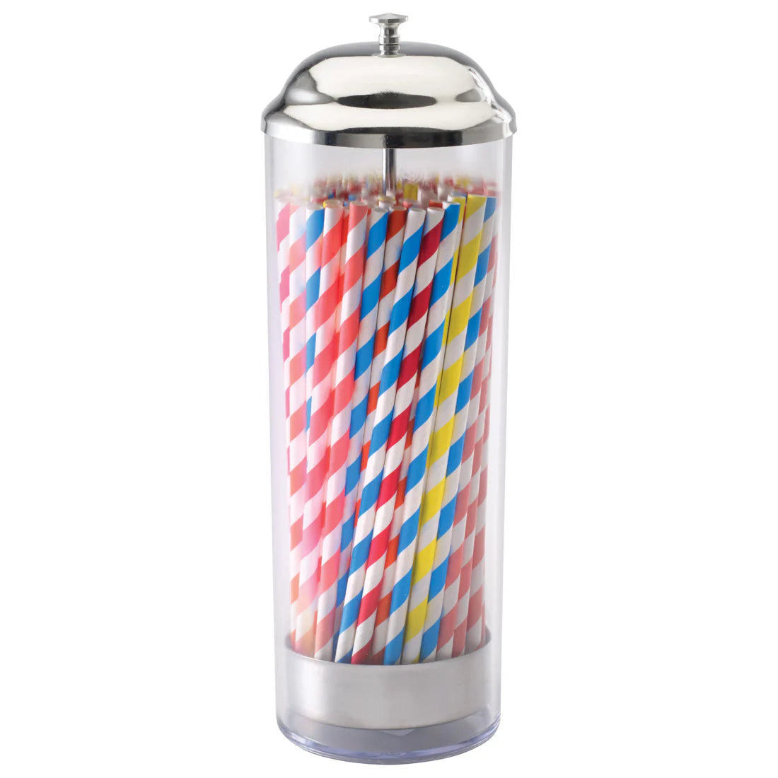 Winco SDP-3, Stainless Steel Top SAN Cylinder Straw Dispenser