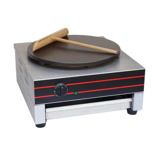 Cookline CM-1 16" electric single cast iron crepe maker, powered by 240V, designed for consistent heat distribution to create perfectly cooked crepes in commercial kitchens and food service establishments.
