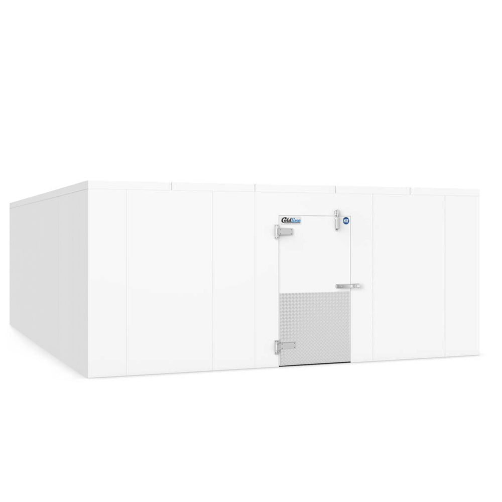 Coldline 14 x 18 walk-in refrigerator cooler box for large-scale cold storage of food and beverages in restaurants grocery stores and commercial kitchens