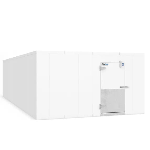 Coldline 14 x 14 Walk-in Freezer Box with Floor, commercial-grade cold storage unit designed for restaurants and food service operations. Durable insulated panels, heavy-duty floor, spacious interior for bulk frozen storage, ideal for maintaining safe low temperatures and food preservation. Heavy-duty insulated panels ensure energy efficiency and consistent freezing performance for commercial kitchen storage needs. for bulk frozen food preservation.