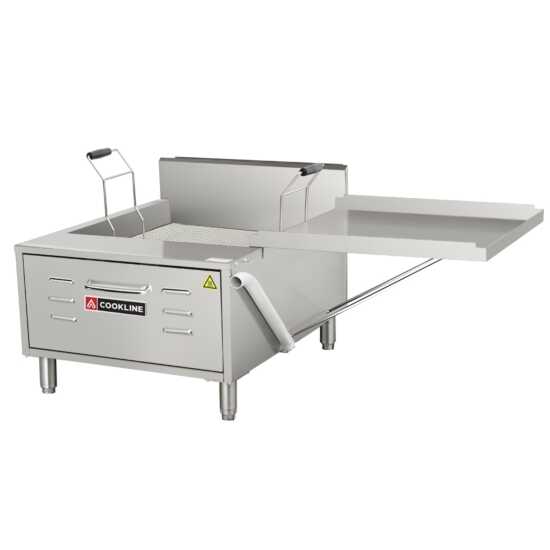 Cookline DOF-40 Commercial 40 lb Gas Flat Bottom Countertop Donut Fryer with 81,000 BTU, engineered for high-efficiency frying, perfect for bakeries and restaurants specializing in donuts.