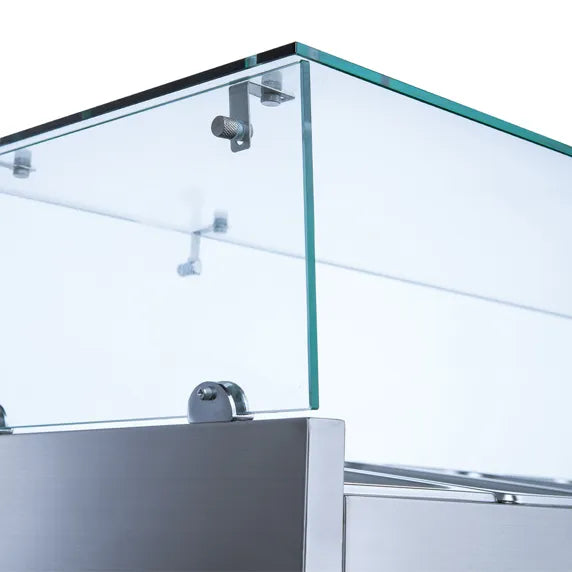 Coldline PDR-80W-SG 80-inch two-door refrigerated pizza prep dough retarder with glass topping rail, designed for pizzerias to store dough at controlled temperatures and keep ingredients chilled and visible for quick access.