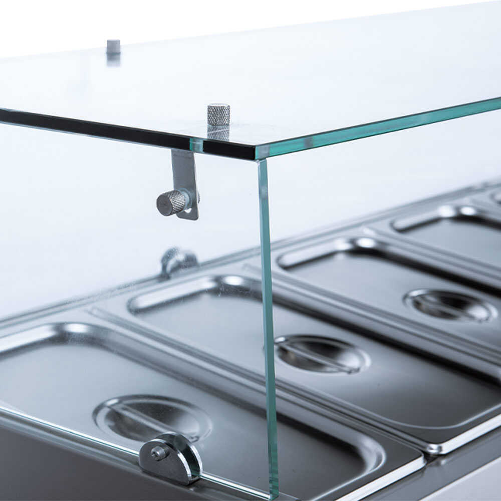 Coldline PDR-60-SG 60-inch refrigerated pizza prep table with a refrigerated glass topping rail. Perfect for pizzerias, featuring a glass rail to keep toppings fresh and visible while prepping pizzas.