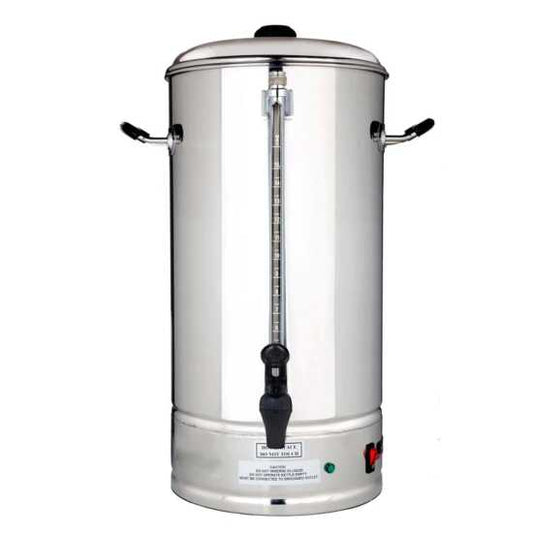 Prepline PCP15 stainless steel coffee urn percolator with a capacity of 63 cups, perfect for brewing large quantities of coffee for events, parties, and catering services.