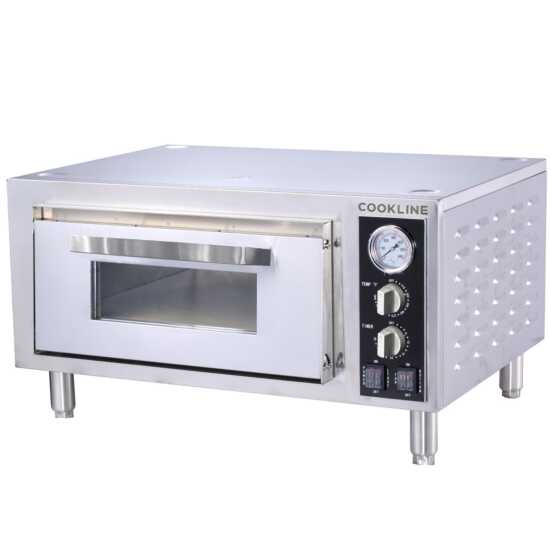 Cookline CPO-1 Single Deck Countertop Pizza Oven, 120V, perfect for baking pizzas in small commercial kitchens, offering efficient and reliable performance for pizzerias and quick-service restaurants.