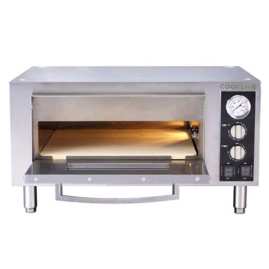 Cookline CPO-1 Single Deck Countertop Pizza Oven, 120V, perfect for baking pizzas in small commercial kitchens, offering efficient and reliable performance for pizzerias and quick-service restaurants.