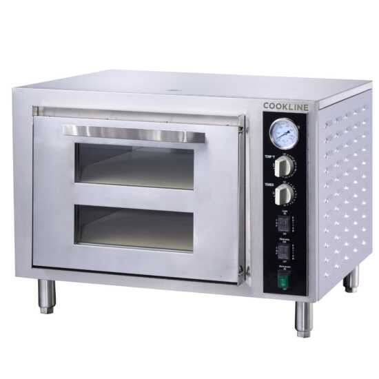 Cookline CPO-2 Double Deck Countertop Pizza Oven, 240V, ideal for high-volume pizza baking in commercial kitchens, providing efficient performance for pizzerias and restaurants.