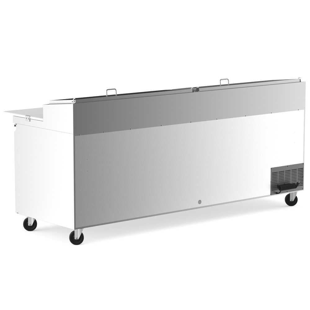 Coldline CPT-92 92-inch refrigerated pizza prep table with 12 pans. Perfect for high-volume pizzerias, offering extensive refrigerated storage for ingredients and a large prep surface for efficiency.
