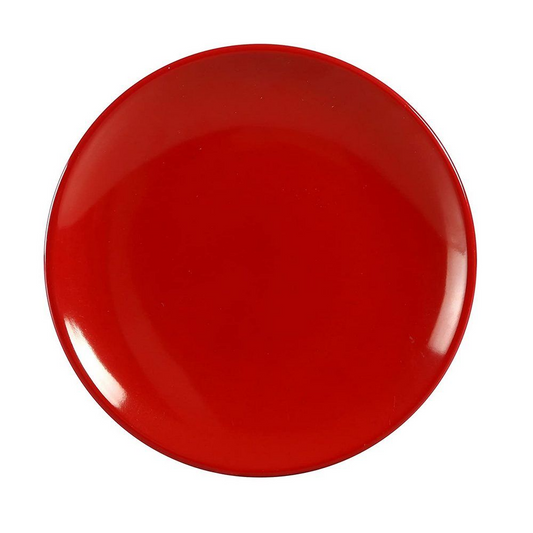 Yanco Round Plate CR-1309 This affordable and stylish restaurant tableware is made from durable melamine, giving it the look of ceramic. Perfect for serving a variety of dishes, from cakes and appetizers to hot meals, this plate adds a touch of elegance to any setting. The Black &amp; Red collection features a classic red design that complements any restaurant, whether you're serving Italian, Japanese, or American cuisine. Melamine is a reliable, long-lasting material that is easy to clean, NSF listed, 
