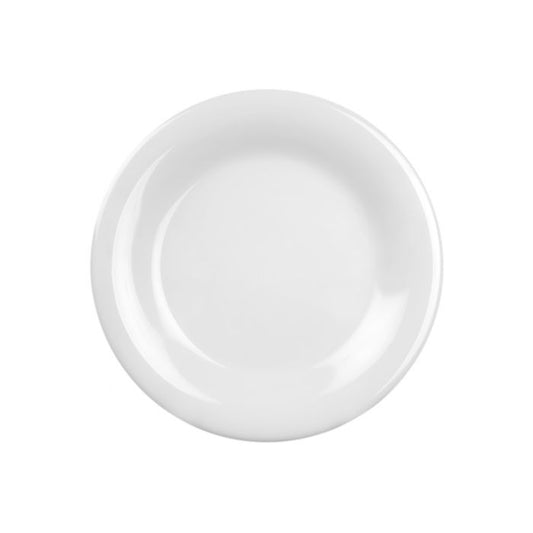 Thunder Group Wide Rim Plate 12/Pcs embodies the look of ceramic tableware but is much more durable and affordable. This wide rim round plate is of shatter resistant quality. It is constructed out of a heavy-duty commercial weight melamine, surpassing the restaurant and health safety standards. The plain design with a wide rim and bright white color make this melamine plate suitable for a variety of occasions and all kinds of establishments. 