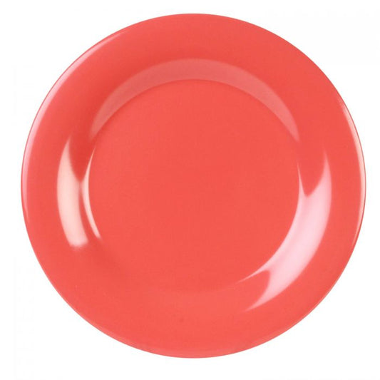 Thunder Group Wide Rim Plate 12/Pcs embodies the look of ceramic tableware but is much more durable and affordable. This wide rim round plate is of shatter resistant quality. It is constructed out of a heavy-duty commercial weight melamine, surpassing the restaurant and health safety standards. The plain design with a wide rim and saturated orange color make this melamine plate suitable for a variety of occasions and all kinds of establishments. 
