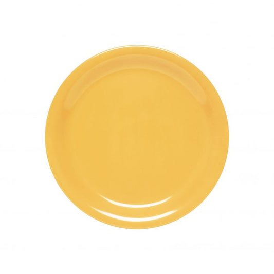 Thunder Group Narrow Rim Plate 12/Pcs embodies the look of ceramic tableware but is much more durable and affordable. This narrow rim round plate is of shatter resistant quality. It is constructed out of a heavy-duty commercial weight melamine, surpassing the restaurant and health safety standards. The plain design with a narrow rim and saturated yellow color make this melamine plate suitable for a variety of occasions and all kinds of establishments. 