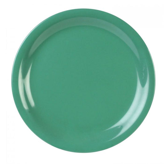 Thunder Group Narrow Rim Plate 12/Pcs embodies the look of ceramic tableware but is much more durable and affordable. This narrow rim round plate is of shatter resistant quality. It is constructed out of a heavy-duty commercial weight melamine, surpassing the restaurant and health safety standards. The plain design with a narrow rim and saturated green color make this melamine plate suitable for a variety of occasions and all kinds of establishments. 