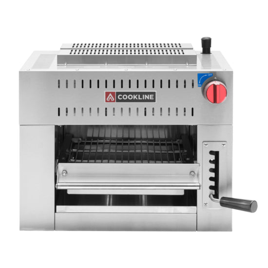 Cookline CSM-24-RM 24" Infra-Red Salamander Gas Broiler with 24" range mounting kit, ideal for high-heat broiling and finishing dishes in commercial kitchens.