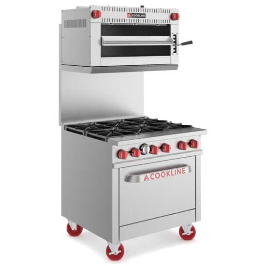 Cookline CSM-36-RM 36" Dual Control Infra-Red Salamander Gas Broiler with Range Mounting Kit, designed for high-heat broiling in commercial kitchens, providing precise control for grilling and finishing.