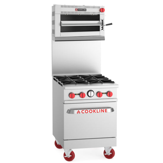 Cookline CSM-24-RM 24" Infra-Red Salamander Gas Broiler with 24" range mounting kit, ideal for high-heat broiling and finishing dishes in commercial kitchens.