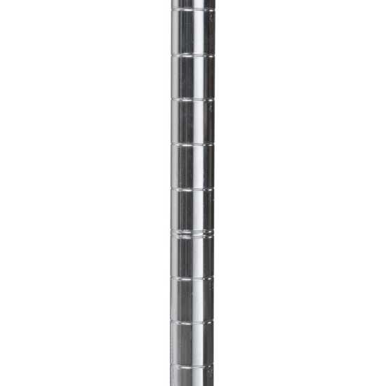 64" chrome post is a sturdy and reliable support component for various shelving systems in both commercial and home kitchens. This NSF-listed post offers excellent resistance to rust and corrosion, making it suitable for long-term use in various environments. The sleek chrome finish provides a modern, polished look while ensuring easy cleaning and maintenance. Designed to pair with wire shelves, this post enhances stability and organization in kitchen storage setups.