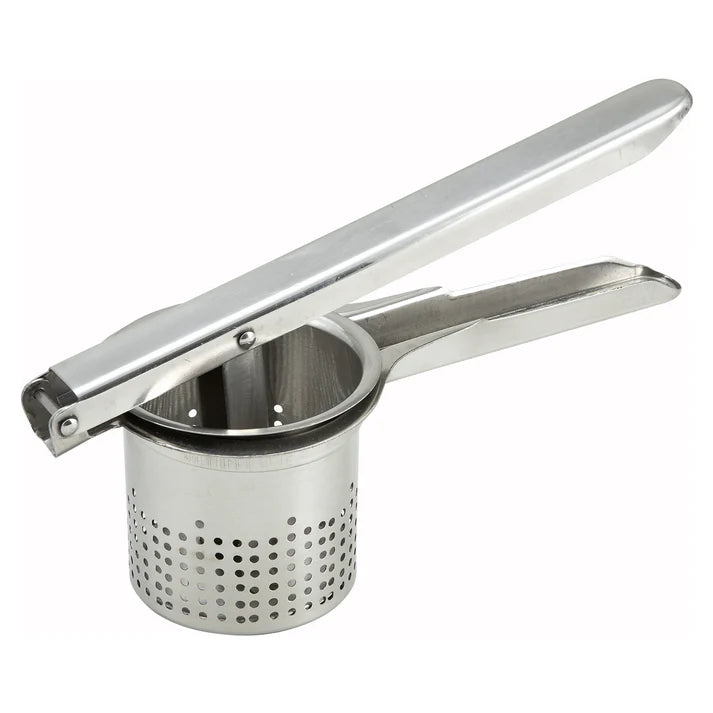 Potato Ricer 6/Pack designed with perforated sides, this ricer produces perfectly pressed potatoes and other root vegetables with minimal effort. Thanks to its stainless steel construction, this potato ricer is easy to clean and will endure the demands of commercial use. The stainless steel handles provide a secure grip.