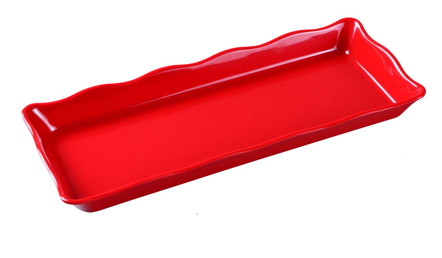 Yanco Scallop Edged Display Tray DC-6014R 6/Pcs Ideal for serving hot or cold appetizers, slices of bread, desserts, and other food for the entire table. Made from melamine material, it is popular for being reliable and having an unbreakable structure. The stylish Deli collection has a distinctive appearance featuring dinnerware With a glossy finish. It can be used in restaurants and catered events, outdoor dining areas, diners and cafes, and even hotels and poolside parties.