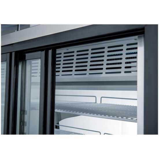 The Coldline DC36-B is a 36-inch refrigerated curved glass deli meat display case in black, designed to showcase deli meats while keeping them fresh and visible in a sleek, professional display.