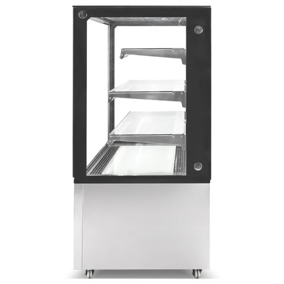 The Marchia MBT60-ST 60-inch Straight Glass Refrigerated Bakery Display Case, perfect for showcasing a large variety of pastries, cakes, and desserts while ensuring they stay fresh and at the ideal temperature. Ideal for bakeries, cafés, and delis.