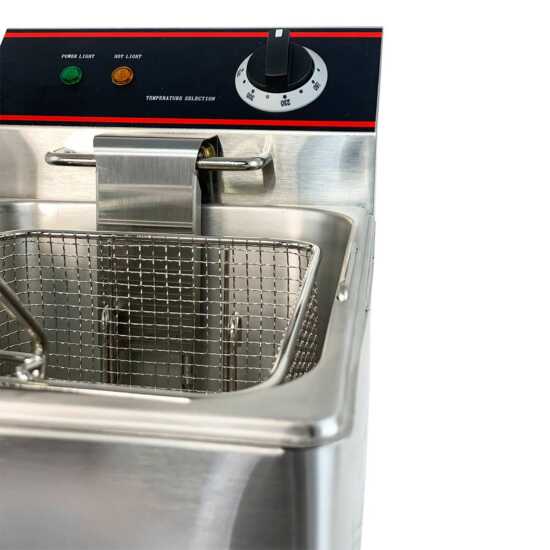 Cookline DF15-1-120 10" Countertop Electric Deep Fryer, 15 lb capacity, 120V, designed for commercial kitchens, offering efficient frying in a compact size for small batches of food.