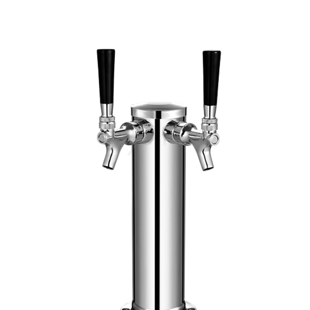 Coldline CDD-48 48-inch black refrigerated direct draw beer dispenser with 2 taps. Perfect for bars and restaurants, this unit keeps beer cold and ready to serve from the taps for high-volume use.