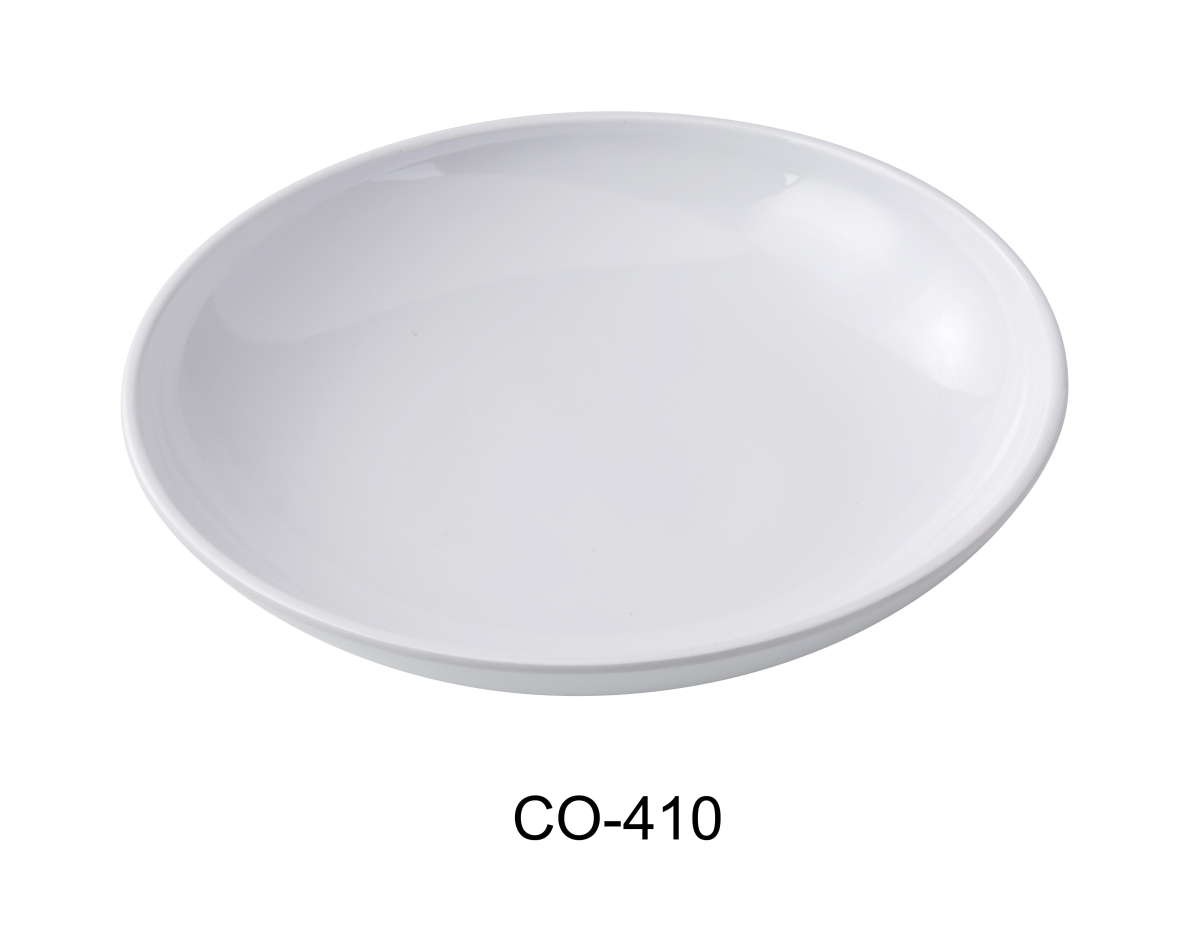Yanco Salad Bowl CO-410 Crafted from white melamine, it is durable, break-resistant, and ideal for high-traffic environments like restaurants, cafeterias, or outdoor events. The bowl's smooth surface and practical design make it easy to clean and maintain, while its ample capacity is perfect for serving salads, pasta dishes, or sides. It is also dishwasher safe for convenient use.