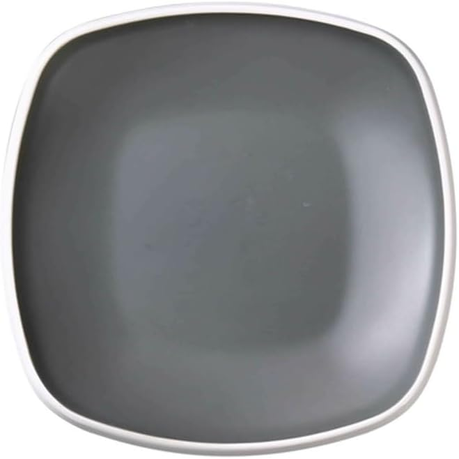 Yanco Square Plate DI-108 This square plate is designed to add a touch of elegance to your dining experience. Made from high-quality melamine, it is both durable and dishwasher safe, ensuring that it will last for years to come. What sets this plate apart is its unique design - with a grey inside and white outside, it is perfect for showcasing your culinary creations.