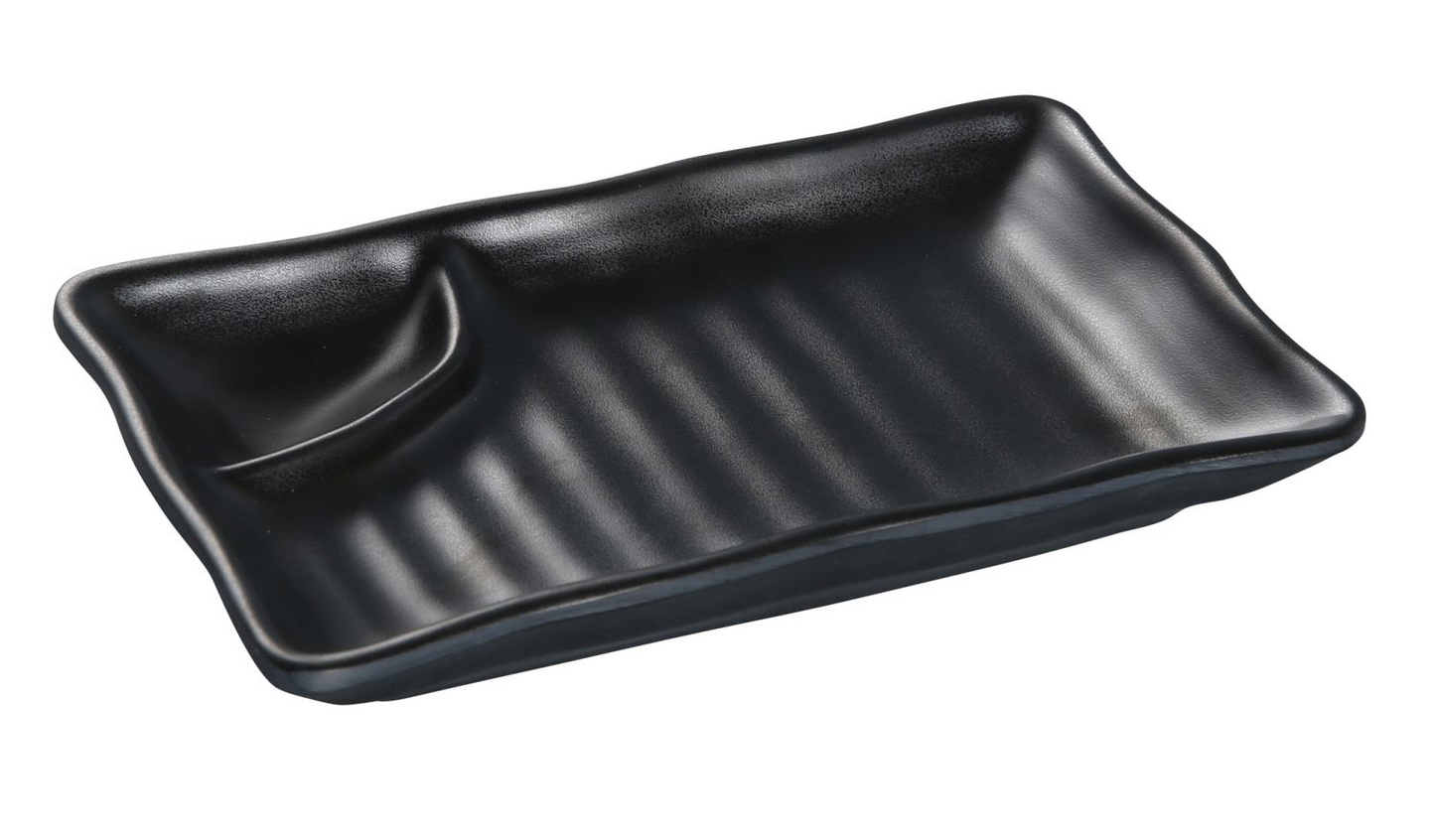 Yanco 2-Compartment Plate BP-4008 It is made from durable and reliable melamine material, which makes the plate look like ceramics. Melamine tableware is a perfect solution for those who choose a reliable, durable, high-quality and affordable dinnerware for their food-serving establishment. These rectangular 2-compartment plates are easy to clean, NSF listed and BPA safe.