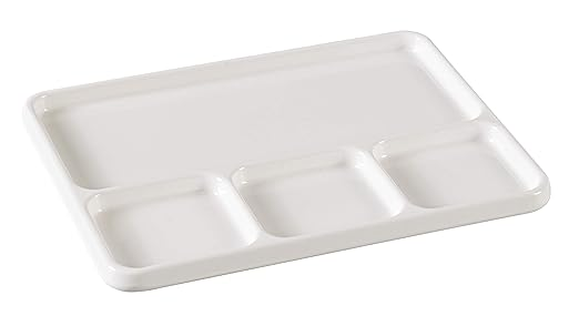 Yanco 4-Divided Compartment NC-7510 Made from durable melamine, this tray is designed to withstand frequent use while resisting chips, stains, and scratches. Its sleek white finish offers a clean, professional appearance, suitable for both casual and more formal settings.
