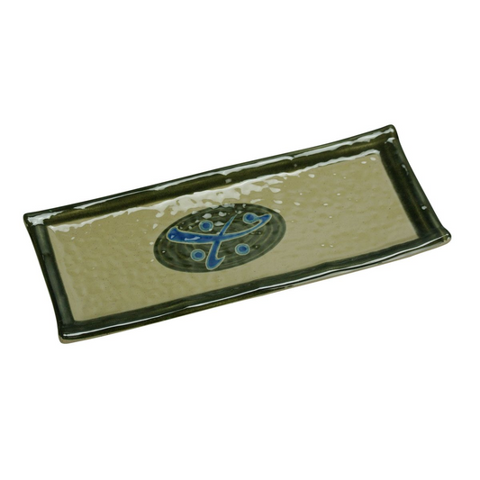 Yanco Rectangular Sushi Plate JP-1504 is a great and affordable restaurant tableware. It is made from durable and reliable melamine material, which makes the plate look like ceramics. You can use this stylish plate to serve any dish you want. For example, you can use it for serving sushi or other Asian appetizers. The Japanese collection has an elegant and stylish design. Performed in green color, it will perfectly fit any restaurant environment.