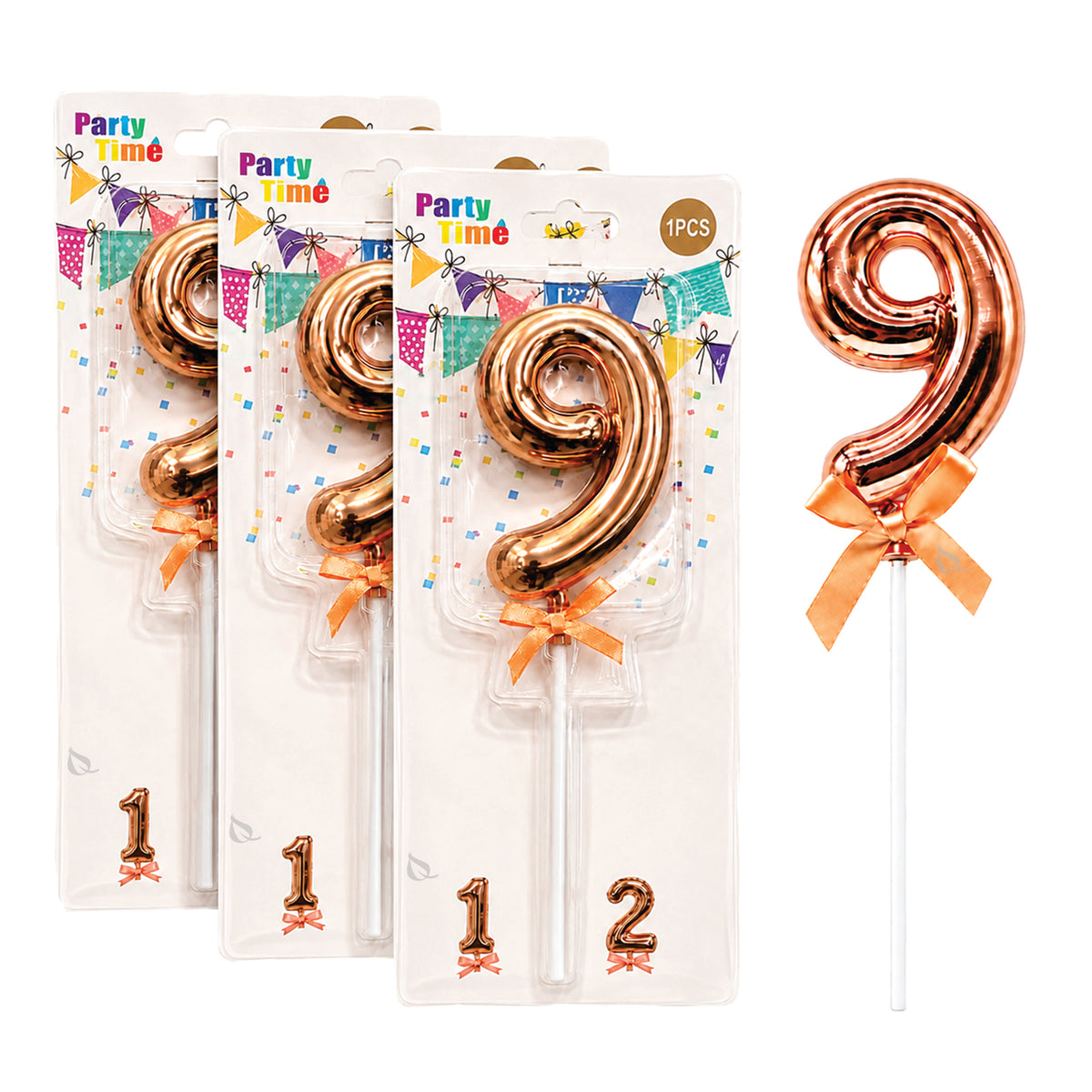 8 Inch Rose Gold 9th Birthday Numeral Cake Topper