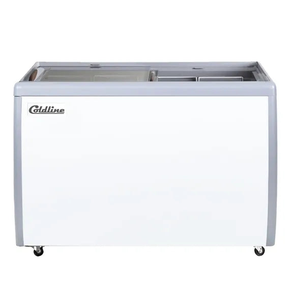 Coldline DP-360 50" 8-Tub Ice Cream Dipping Cabinet Freezer features a spacious 8-tub display with sliding glass top doors, LED interior lighting, and reliable temperature control for serving ice cream, gelato, and frozen desserts. Ideal for ice cream shops, cafés, dessert bars, and concession stands.