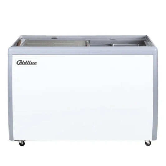 Coldline DP-360 50" 8-Tub Ice Cream Dipping Cabinet Freezer features a spacious 8-tub display with sliding glass top doors, LED interior lighting, and reliable temperature control for serving ice cream, gelato, and frozen desserts. Ideal for ice cream shops, cafés, dessert bars, and concession stands.