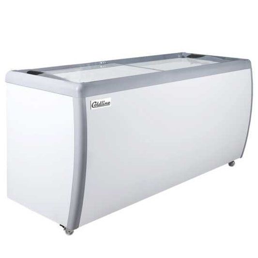 The Coldline DP-560 is a 71" ice cream dipping cabinet freezer with a 12-tub capacity, suitable for medium to large commercial setups. It ensures ice cream stays at the ideal temperature for easy serving and scooping.