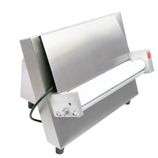 Prepline DR12-1 12-inch one-stage countertop dough sheeter/roller, 120V, designed for efficient dough rolling in small bakeries and commercial kitchens.