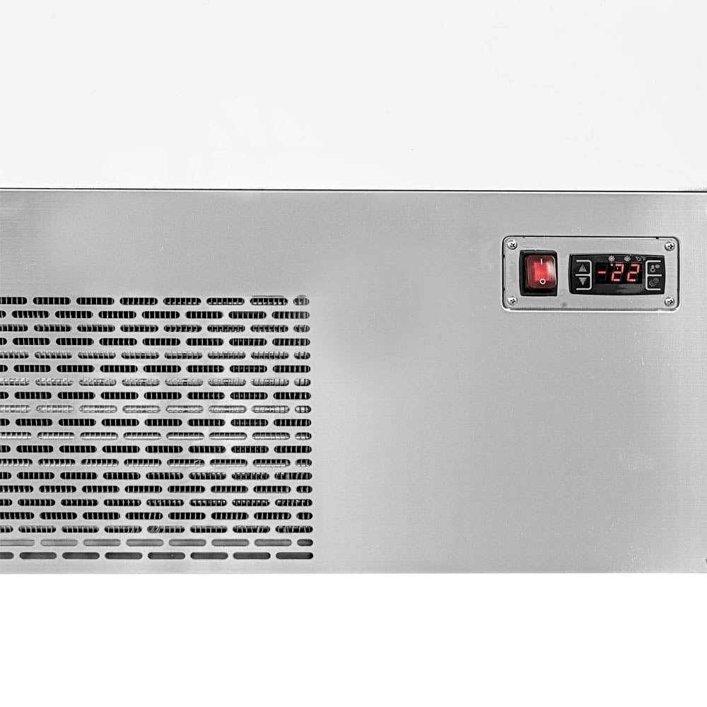 Marchia GIC-10-ST 56-inch 10-pan flat glass white gelato ice cream dipping cabinet display freezer, featuring a sleek flat glass top and ample capacity to showcase multiple flavors in ice cream shops and dessert parlors.