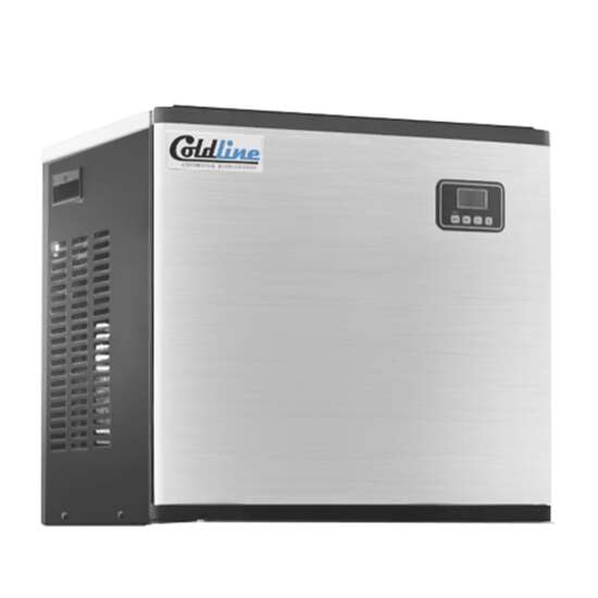Coldline EIC350T-FA 22-inch modular ice machine, air-cooled, producing up to 350 lbs. of full cube ice daily. Ideal for commercial use, compact head-only design for customizable setups. Efficient, reliable, and perfect for restaurants, bars, or cafes