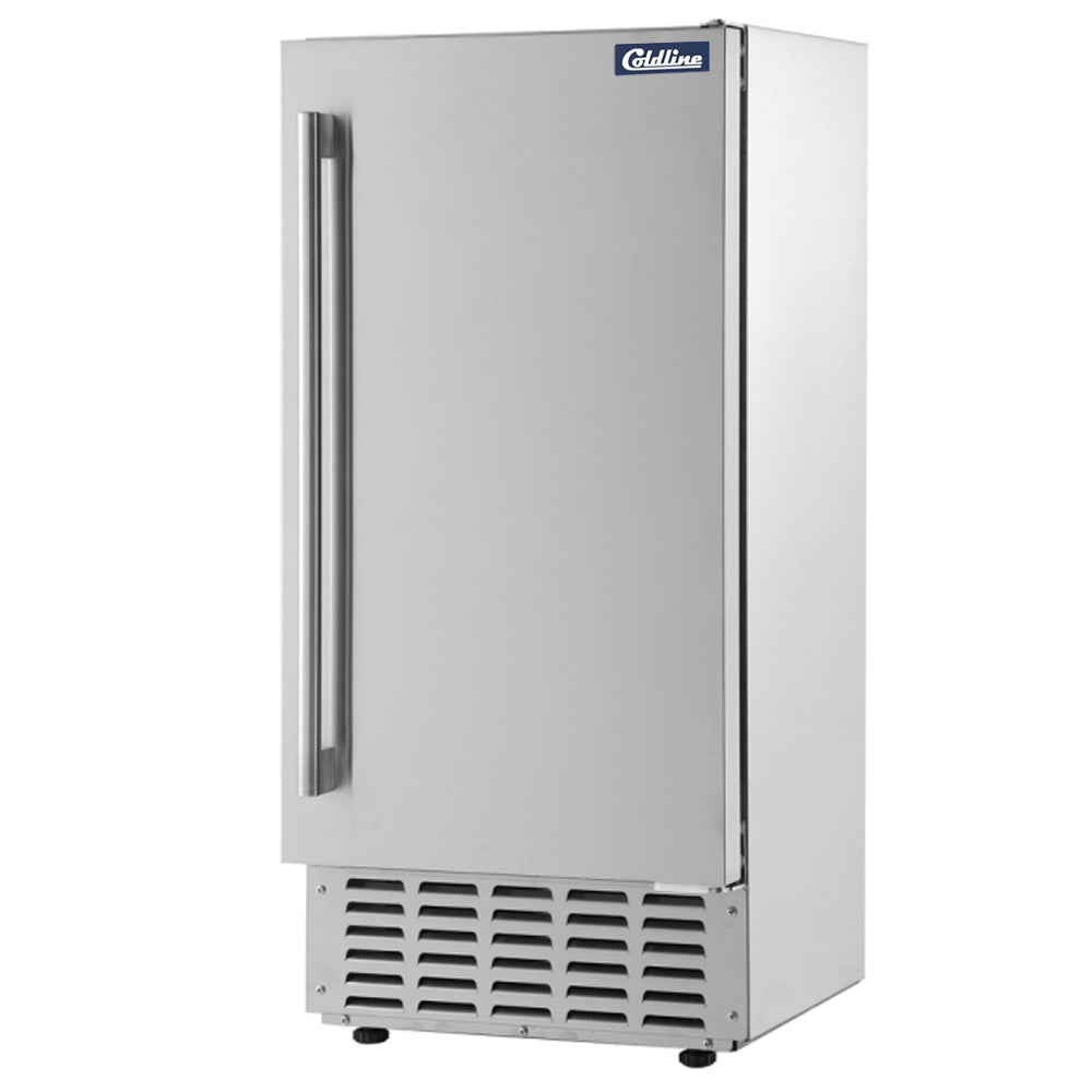 Coldline EIC70D 15-inch undercounter nugget ice machine producing up to 66 lb of soft chewable ice per day, air-cooled design ideal for cafés, bars, and foodservice spaces.