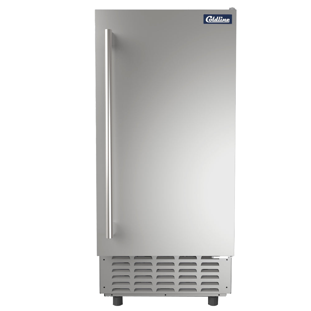Coldline EIC70D 15-inch undercounter nugget ice machine producing up to 66 lb of soft chewable ice per day, air-cooled design ideal for cafés, bars, and foodservice spaces.