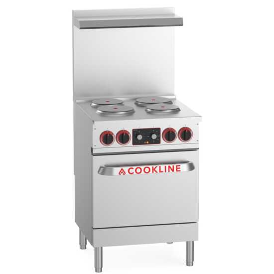 Cookline ER24-208 24" Electric Range with 4 Burners, 208V, perfect for efficient cooking in commercial kitchens, designed for versatility and reliability in food preparation.