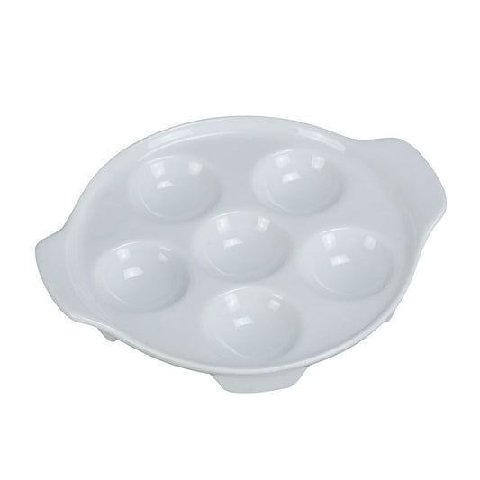 Yanco Escargot Dish ESC-8 is a refined and functional addition to any restaurant or banquet hall. Designed specifically for serving escargot, this dish provides an elegant presentation while ensuring durability with its high-quality American white porcelain construction. Its smooth glaze finish enhances the dining experience, making it a perfect choice for upscale establishments. Safe for oven, microwave, and dishwasher use, this dish combines convenience with timeless style.