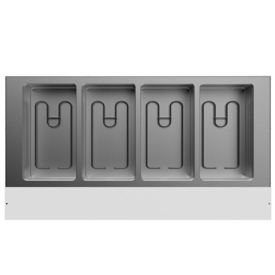 Prepline 60" four-well electric hot food steam table with undershelf, 110V. Designed for commercial kitchens, it keeps food warm and ready to serve. Durable construction and ample storage make it ideal for buffets, cafeterias, and catering services
