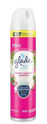 Glade Air Freshener Exotic Tropical Blossom 8.3 oz (2X) for fresh, tropical scent and effective odor elimination