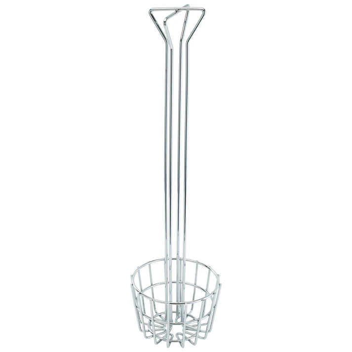Taco Salad Bowl Fry Basket 8/Pack is chrome plated and comes with a long handle to keep hands safe from oil. Simply place tortilla on surface of oil in fryer, then push tortilla into the oil with fry basket.